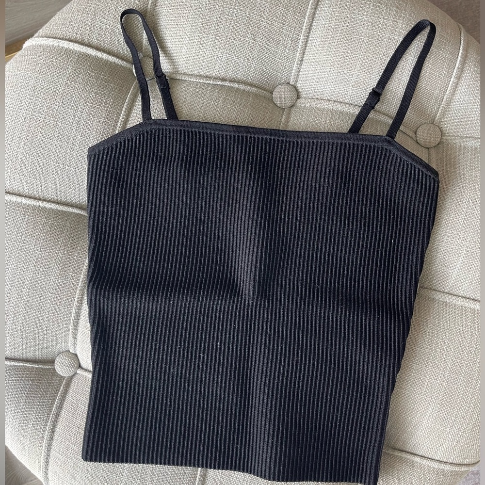 Aritzia Black Ribbed Camisole Tank